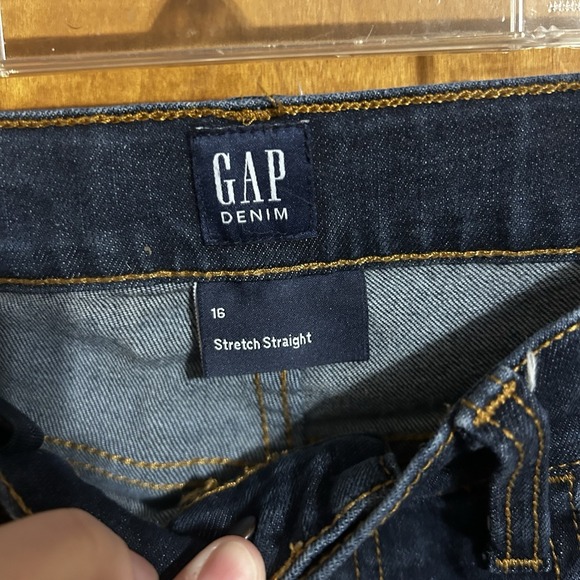 Gap Kids 16 Reg Boys Dark Blue Jeans Youth Stretch Boot Cut Adjustable Waist EUC - Picture 3 of 7